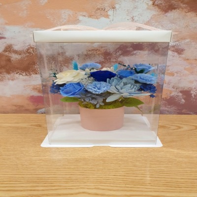 투명직사각 비누꽃 플라워박스(블루톤)